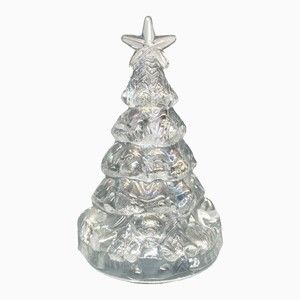 Vintage 6" Iridescent Clear Carnival Hollow Glass Christmas Tree Teddy Bears